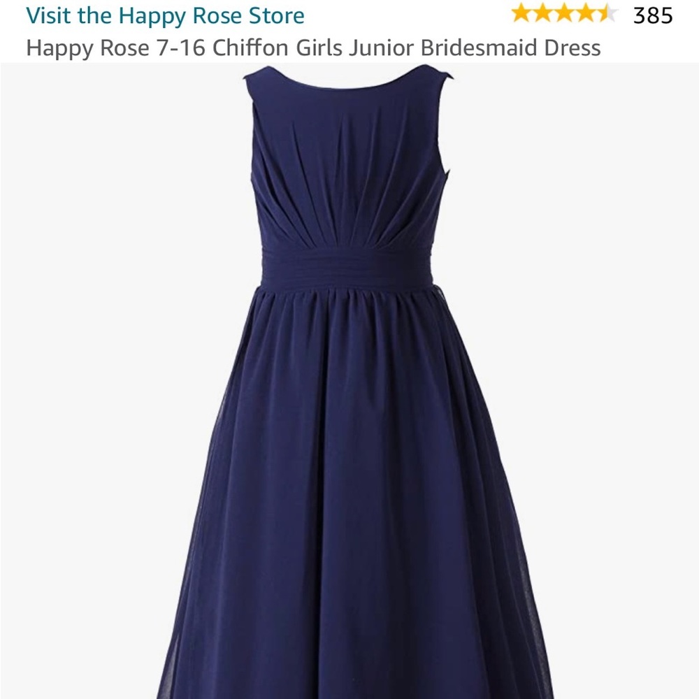 Happy Rose 7-16 Chiffon Girls Junior Bridesmaid Dress Navy Blue 14